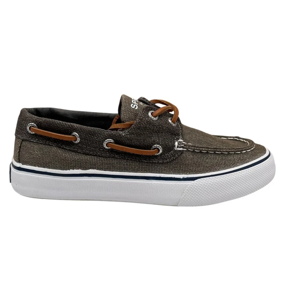 Sperry Men's Big Boys Bahama II Canvas Boat Shoes Size 4.5 Olive Casual Shoes
